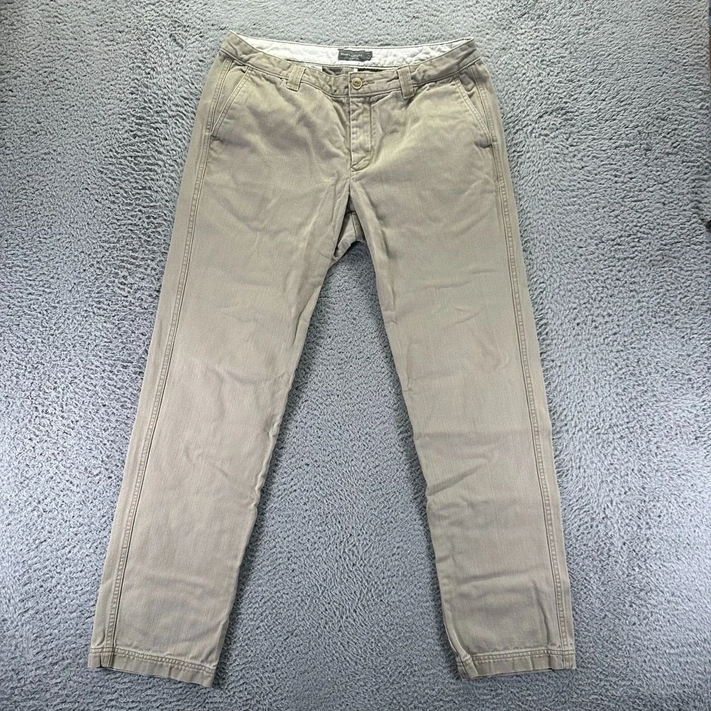 L.L.Bean Signature Pant Men 36x32 Beige Cotton Chino Straight Slim Preppy Career